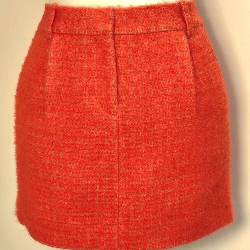 J.Crew Atomic Tweed Mini in Neon Orange Mohair